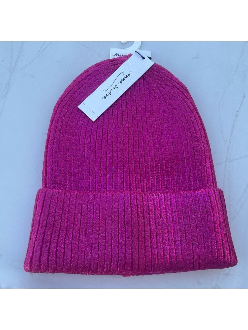 NWT $38 Anna & Ava Metallic Pink Sparkle Stretch Knit Hat